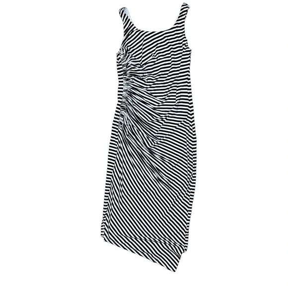 vince asymmetrical dress Vince Camuto Women's Printed Mesh Long-Sleeve Asymmetrical Hem Bodycon Dress